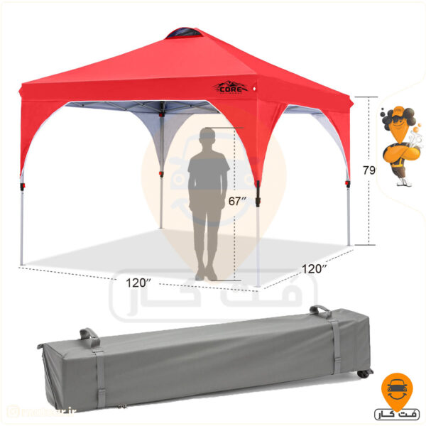 سایبان کمپینگ اتوماتیک CORE قرمز مدل INSTANT CANOPY 10'FT X 10'FT